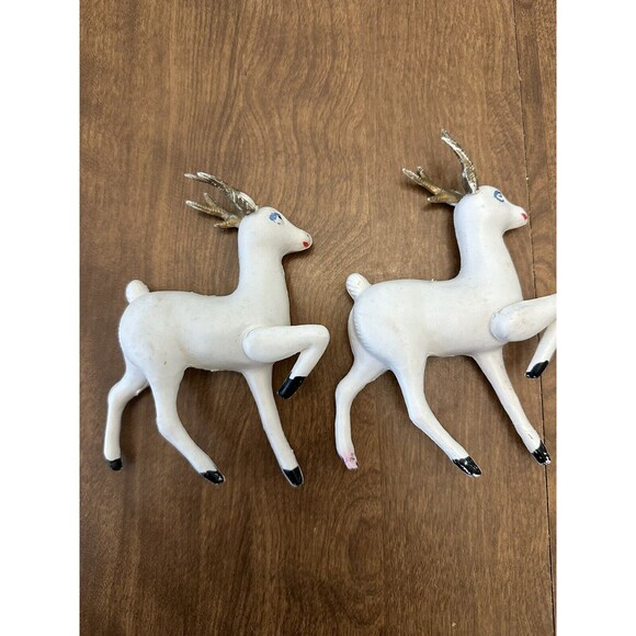 MCM Reindeer Vintage Christmas Soft Plastic Rubber 6.5” Hong Kong Set Of 2 - Picture 2 of 16